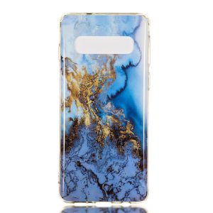 COQUE SAMSUNG GALAXY S10 PLUS MARBRE BLEU ET OR