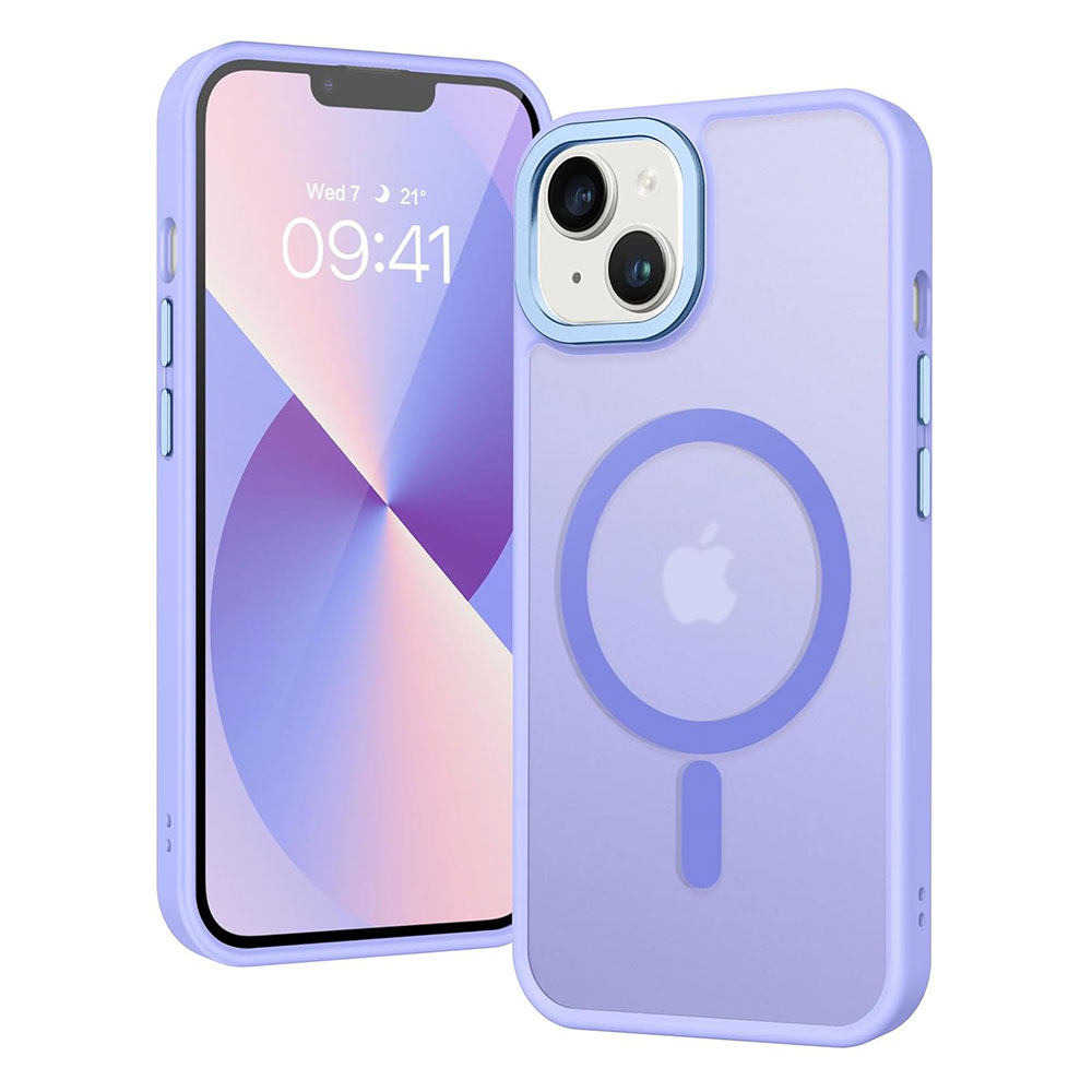 Coque iPhone 14 violet mat compatible MagSafe